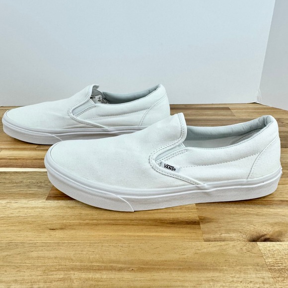 Vans Classic‎ Slip On Sneakers Canvas White Casual Skate Shoes Men's 13 - Picture 4 of 8